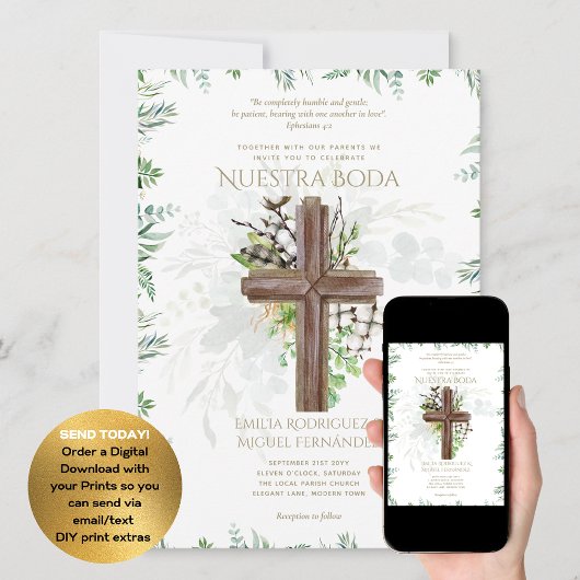 Elegante Bilingual Katholieke Trouwuitnodiging Inv Kaart