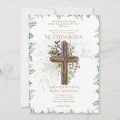 Elegante Bilingual Katholieke Trouwuitnodiging Inv Kaart (Voorkant)