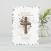 Elegante Bilingual Katholieke Trouwuitnodiging Inv Kaart (Staand voorkant)