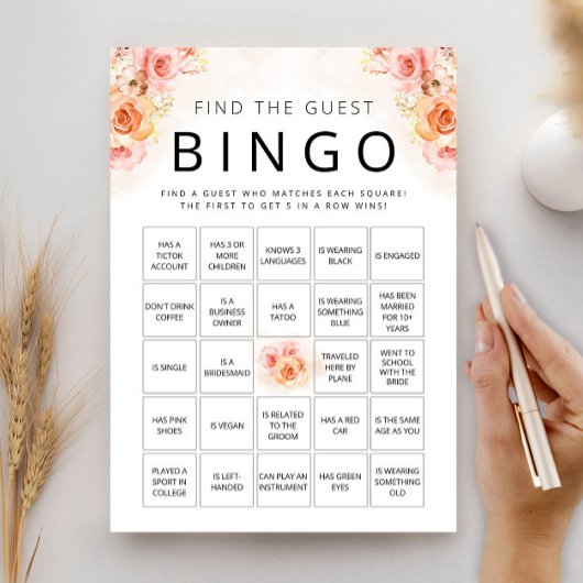 Elegante Bingo Peach Green Vrijgezellenfeest Kaart