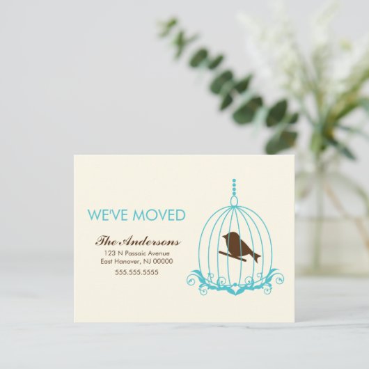Elegante Birdcage bewegende aankondigingen Aankondigingskaart (Staand voorkant)
