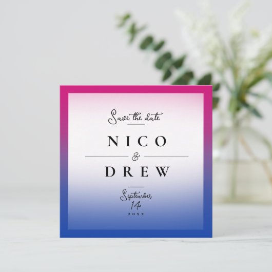 Elegante Biseksuele Pride Bruiloft Save The Date (Staand voorkant)