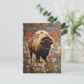 Elegante Bison William Morris Geïnspireerd Briefkaart (Staand voorkant)