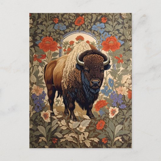 Elegante Bison William Morris Geïnspireerd Briefkaart (Voorkant)