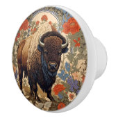 Elegante Bison William Morris Geïnspireerd Keramische Knop (Rechts)