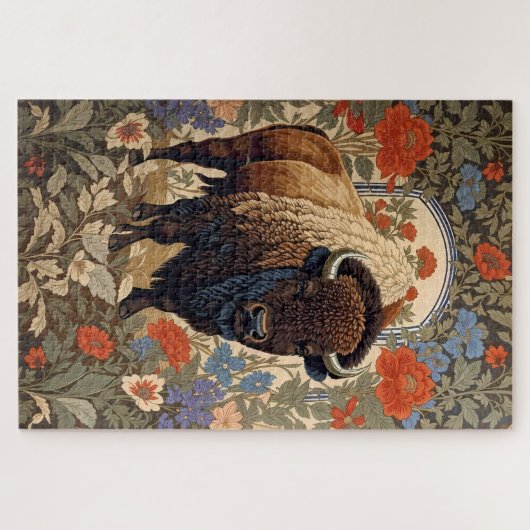 Elegante Bison William Morris Geïnspireerd Legpuzzel (Horizontaal)