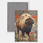 Elegante Bison William Morris Geïnspireerd Magneet (Voorkant / Achterkant)