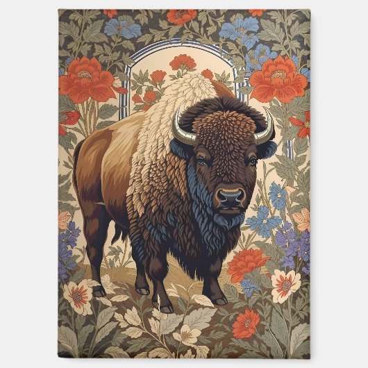 Elegante Bison William Morris Geïnspireerd Magneet (Voorkant)