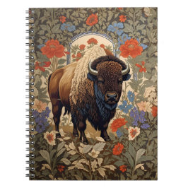 Elegante Bison William Morris Geïnspireerd Notitieboek