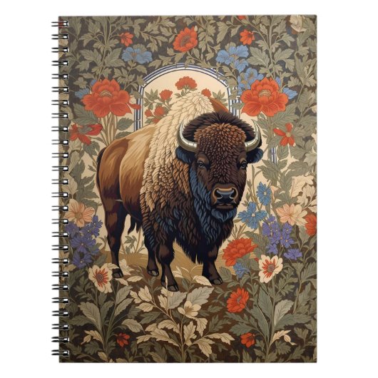 Elegante Bison William Morris Geïnspireerd Notitieboek (Voorkant)