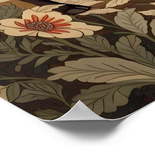 Elegante Bison William Morris Geïnspireerd Poster (Hoek)