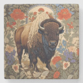 Elegante Bison William Morris Geïnspireerd Stenen Onderzetter (Voorkant)