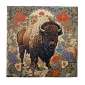 Elegante Bison William Morris Geïnspireerd Tegeltje (Voorkant)