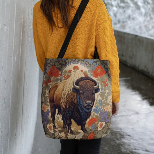 Elegante Bison William Morris Geïnspireerd Tote Bag