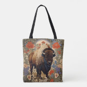 Elegante Bison William Morris Geïnspireerd Tote Bag (Achterkant)