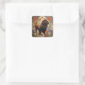 Elegante Bison William Morris Geïnspireerd Vierkante Sticker (Tas)