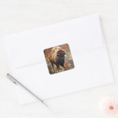 Elegante Bison William Morris Geïnspireerd Vierkante Sticker (Envelop)