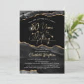 Elegante Black Agate Gold Script 80e verjaardag Kaart (Staand voorkant)