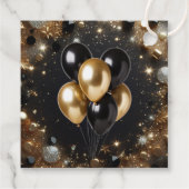 Elegante Black and Gold Glitter Ballon Verjaardag Bedankjes Labels (Achterkant)