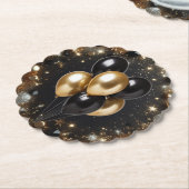 Elegante Black and Gold Glitter Ballon Verjaardag Kartonnen Onderzetters (Gekanteld)