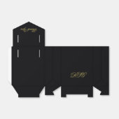 Elegante Black and Gold Heart Wedding Dank u Bedankdoosjes (Uitgevouwen)