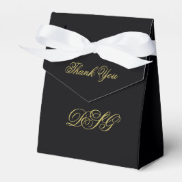 Elegante Black and Gold Heart Wedding Dank u Bedankdoosjes