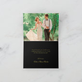 Elegante Black and Gold Heart Wedding Dank u Bedankkaart (Binnen)