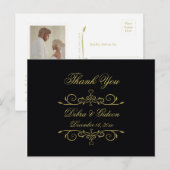 Elegante Black and Gold Heart Wedding Dank u Briefkaart (Voorkant / Achterkant)