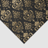 Elegante Black and Gold Hearts Valentijns Damask Tissuepapier (Detail)
