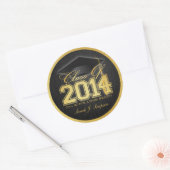 Elegante Black and Gold-klasse van 2014 Ronde Sticker (Envelop)