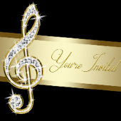 Elegante Black and Gold Music Treble Clef Kaart