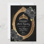 Elegante Black and Gold Quinceanera Uitnodiging (Voorkant)