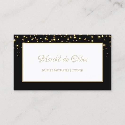 Elegante Black and Gold Sparkle Glitter Boutique Visitekaartje (Voorkant)
