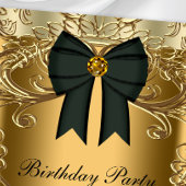 Elegante Black and Gold Verjaardagsfeestuitnodigin Kaart