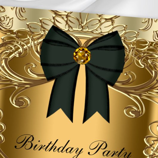 Elegante Black and Gold Verjaardagsfeestuitnodigin Kaart