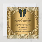 Elegante Black and Gold Verjaardagsfeestuitnodigin Kaart (Achterkant)