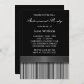 Elegante Black and Grey Stripe Retirement Party Kaart (Voorkant / Achterkant)
