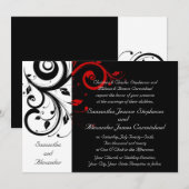 Elegante Black and Red Vines bruiloft uitnodiginge Kaart (Voorkant / Achterkant)