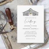 Elegante Black and White Barn bruiloft uitnodiging