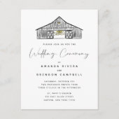 Elegante Black and White Barn trouwceremonie Informatiekaartje (Voorkant)