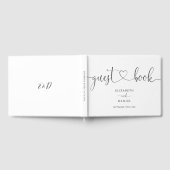 Elegante Black And White Hart Script Bruiloft Gastenboek (Volledig)