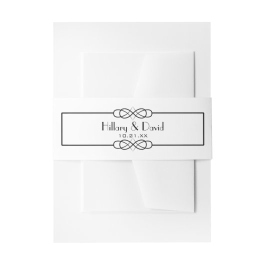 Elegante Black and White Invitation Belly Band Uitnodigingen Wikkel (Voorkant Voorbeeld)