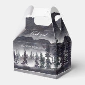 Elegante Black and White Mountains Bos Bruiloft Bedankdoosjes (Voorkant Zijde)