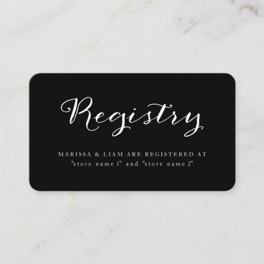 Elegante Black and White Registry Kaart (Voorkant)