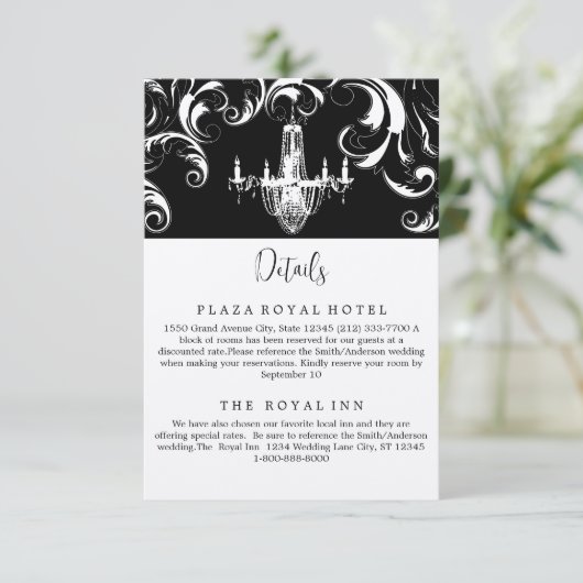 Elegante Black and White Royal Swirl Behuizing Kaa Kaart (Staand voorkant)