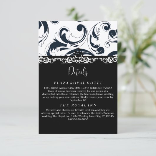 Elegante Black and White Royal Swirl Behuizing Kaa Kaart (Staand voorkant)