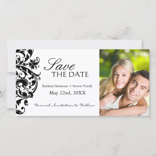 Elegante Black and White Save The Date (Voorkant)