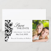 Elegante Black and White Save The Date (Voorkant / Achterkant)