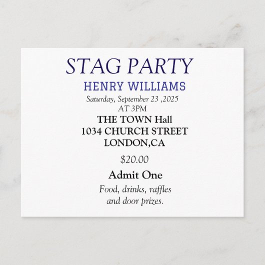 Elegante Black and White Stage Party Uitnodiging (Voorkant)