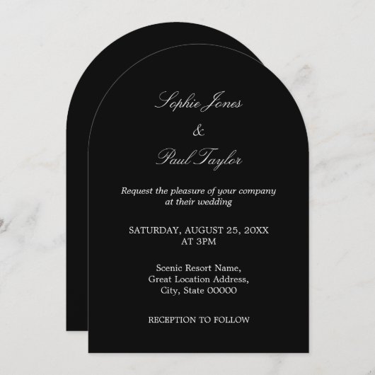 Elegante Black Arch bruiloft uitnodiging (Voorkant / Achterkant)